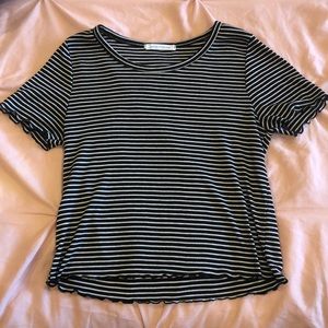 Women’s Black and White Ruffles Crop Top